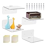 Quorvex Durchsichtige Wandregale | Multifunktion 4 Teile | 10 cm Schlafzimmer Schwebendes Bücherregal | Für Wohnzimmer, Badezimmer, Aufbewahrung, Album, Küche, Bücherregal, Schlafzimmer, Arbeitsplatz