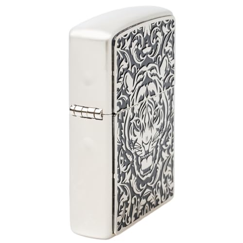 Encendedor Zippo de aceite con diseño plateado y número serial miniatura 4