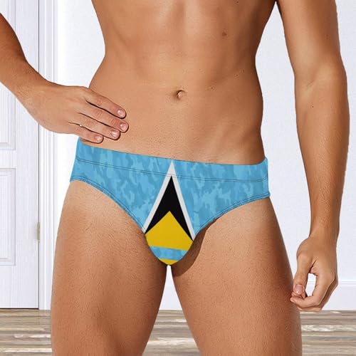 Camouflage Saint Lucia Flag Men's Swimsuit Bikini Briefs Swim Underwear Stretchy Swimwear2
