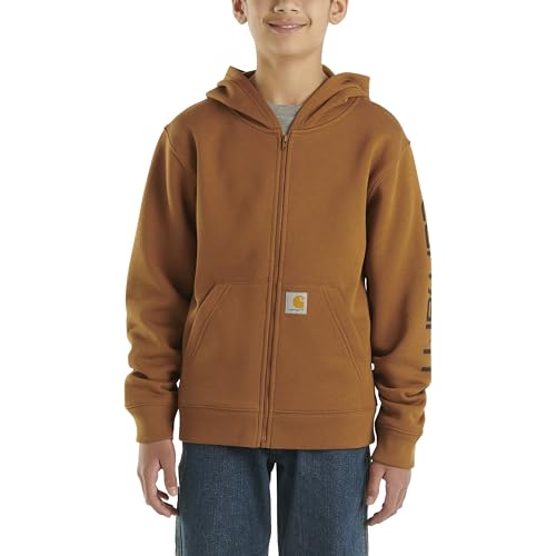 Image of Carhartt Kid's CP8675 Long-Sleeve Full-Zip Logo Sweatshirt - Boys