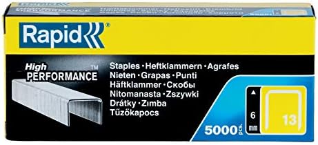 Rapid High-Performance Staples for Textiles, Finewire No. 13, Leg Length 6mm, Staple Gun Staples, Galvanised Steel, 5000 Pieces, Boxed (11830700)
