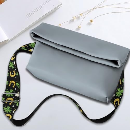Image of GLENLCWE St Patricks Coins Buckles Wide Shoulder Strap Women Men Adjustable Replacement Belt Crossbody Canvas Bag Handbag