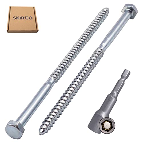 SKIR'CO (6 pcs) DIN 571 Zinc Plated Steel Hexagon Wood Screws M6 x 140 mm, Coach Screws, Hex Screw, Lag Bolts (With Magnetic Hex Bit) - Image 2