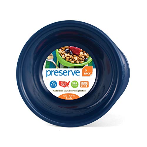 Preserve Everyday BPA Free Bowls Made from Recycled Plastic in the USA, Set of 6, Midnight Blue