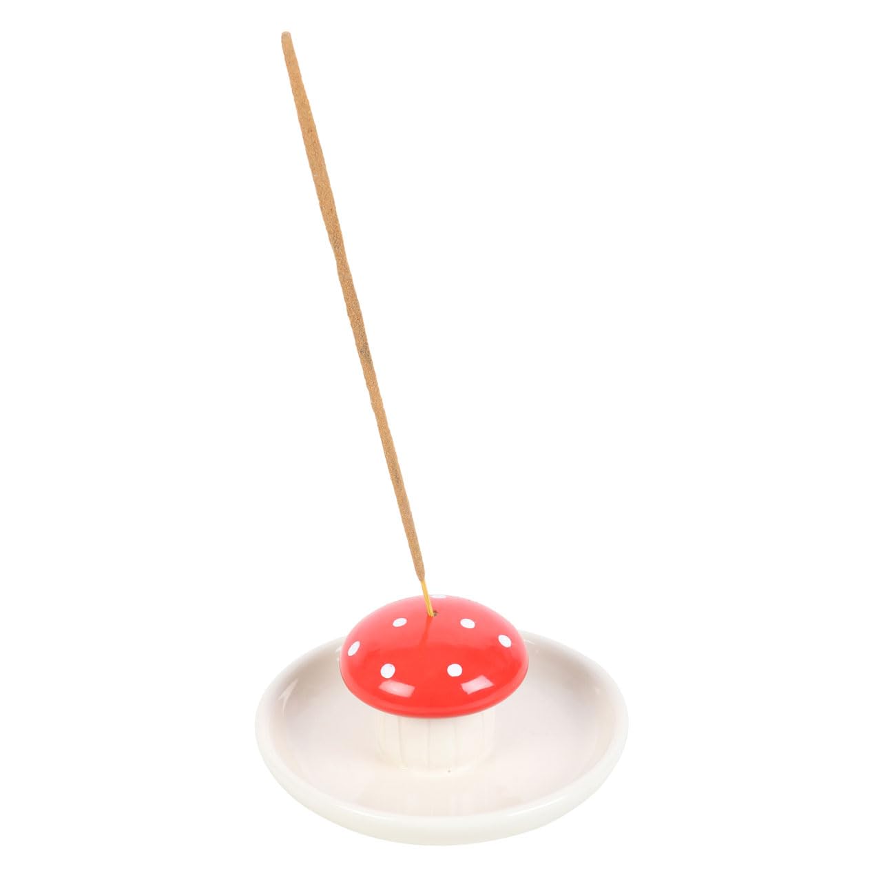 Cute Red Spotty Mushroom Ceramic Boxed  Incense Stick Holder Ash Catcher Dish