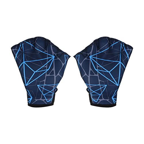 PATIKIL Webbed Swim Gloves, Swimming Aquatic Gloves Printing Water Resistance Training Accessories for Swimming and Diving, S, Dark Blue