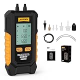 AUTOOL Manometer Gas Pressure Tester, Digital Manometer HVAC, 6 Units Differential Dual Port Pressure Gauge -101 to 200Kpa, Data Zeroing with Backlight LCD Display