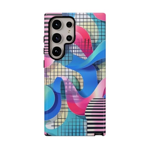 Coque rigide brillante Samsung S24 Ultra au design abstrait coloré haut de gamme
