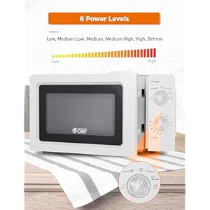 Commercial chef 06 cubic foot microwave with 6 power levels small microwave with grip handle 700w countertop microwave with 30 minute timer and mechanical dial controls white  urban country home decor