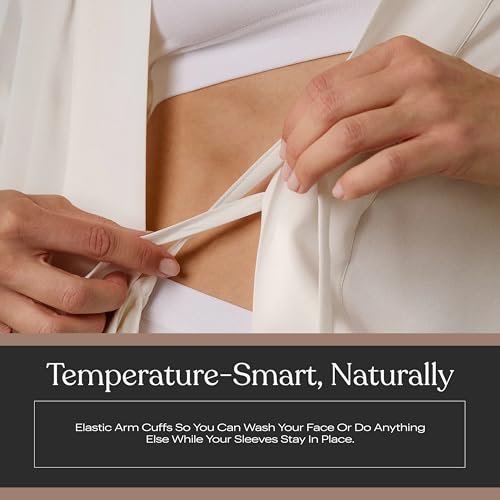 Image of Lunya Washable Silk Robes for Women - Lightweight Short Robes with Pockets, Removable Belt & Interior Tie - Multiple Colors