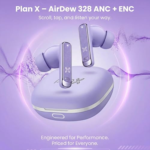 Image of PLANX 328 ANC TWS Wireless Earbuds with ENC, 4 Mic HD Calling,18H Playtime, Functional Scroll Button Control, Type-C Charging, Stereo Sound Earbuds (Deep Blue)
