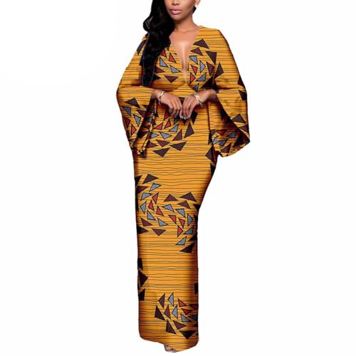 Vestido Estampado Africano Mujer Falda De Verano Hasta El Suelo Vestido Ankara(Style 2,M)