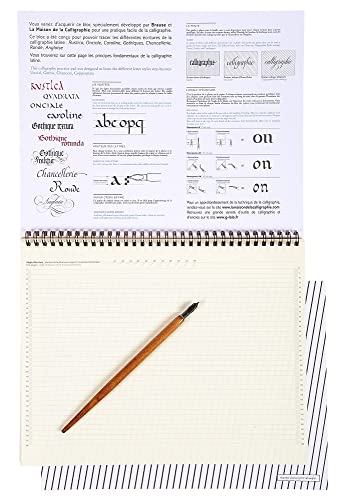 Bloc calligraphie Brause 96450B spirale 50f lignées crème A4 - 2