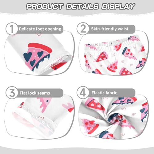 Pizza Heart for Valentines Day Girls Leggings,Workout Leggings for Girls Toddler Athletic Leggings Size for 3-10T3