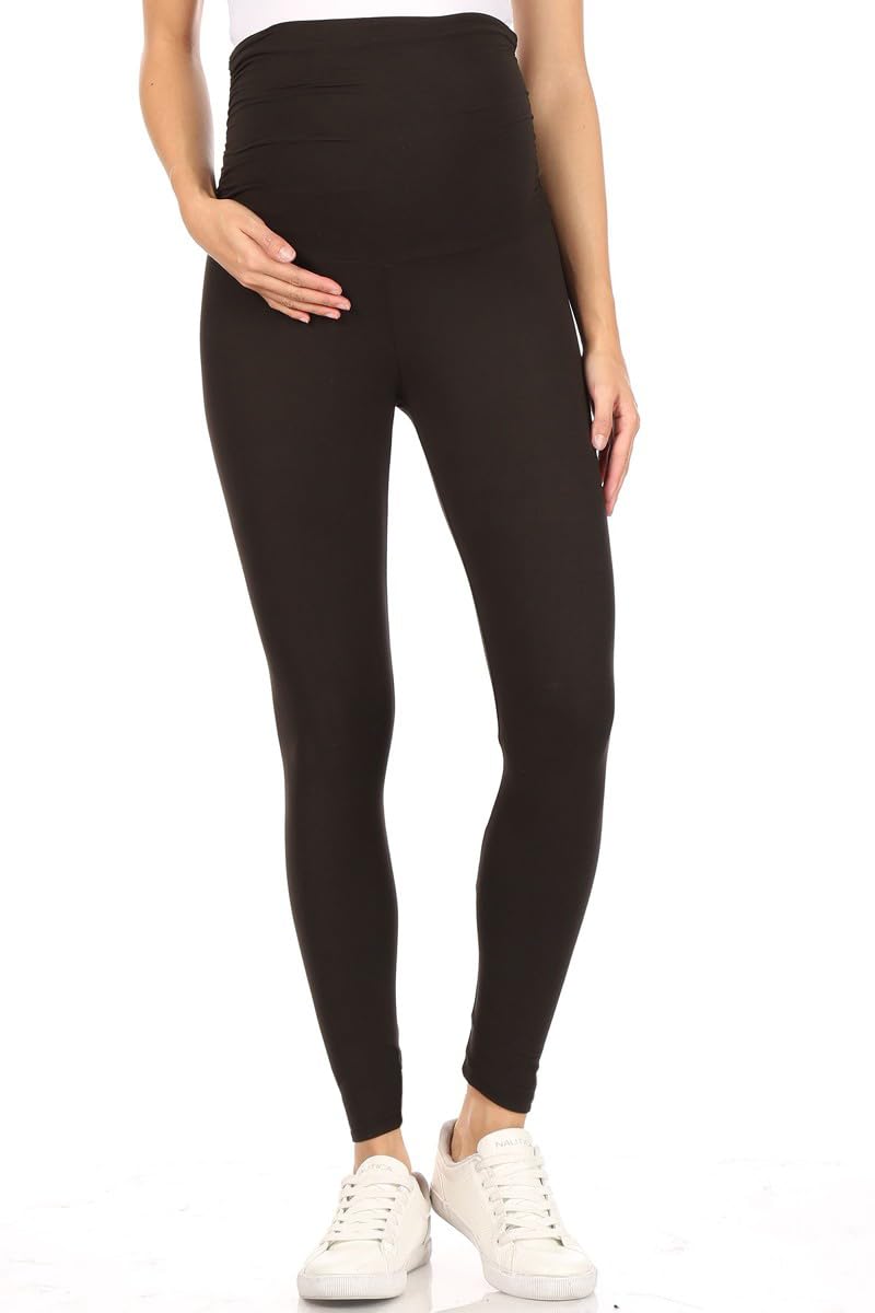 Leggings Depot Damen Maternity Leggings Tights Maternity Leggings Tights | Weicher Stretch-Stoff, bequeme Schwangerschaft nach der Geburt, Lounge, Reisen, Freizeit
