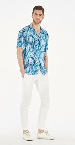 Image of Hawaii Hangover Family Matching Hawaiian Clothes, Simply Blue Leaves | Family matching Hawaiian outfits, Simply Blue Leaves, lightweight rayon, machine washable, tropical leaf print, luaus