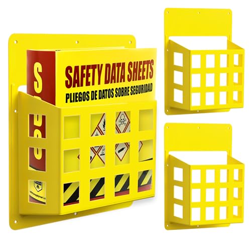 Performore 2 Pack of Molded Plastic SDS Racks - Lightweight, Durable Storage Solution with 8 Screws and 8 Anchors for Easy Installation and Organization