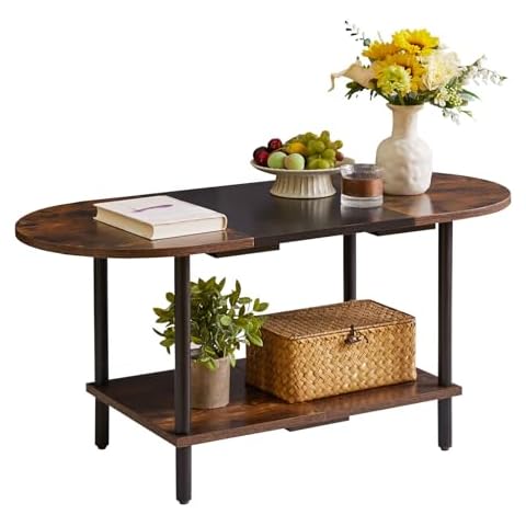 Aibiju Oval Coffee Table with Storage Cover