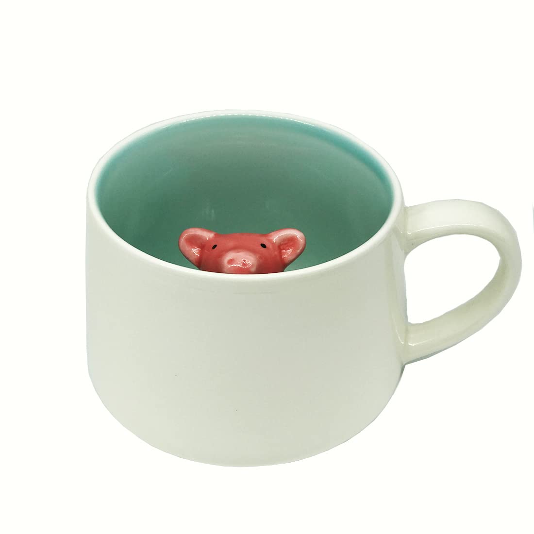 3D Animal Cup Coffee Mug Comes with a Cute Inside Creative Morning Mug Animal Cup for Hot and Cold Tea Milk Coffee Perfect for Kids (Pig, Ceramic)