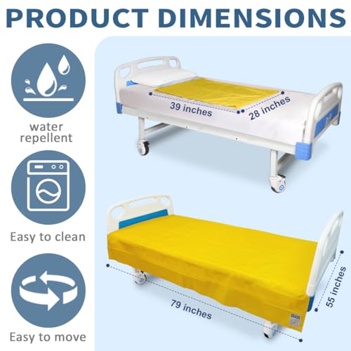 EZ Assistive Patient Transfer Slide Sheet Transfer Draw Sheet for Patient in-Bed Transfer and Repositioning Easy Apply and Use (Yellow-Flat 56 * 78 Inches)