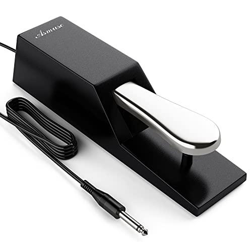 Asmuse Sustain Pedal, Pedal de Sostenido del Teclado Universal, Pedal de Acero Inoxidable Duradero con Interruptor de Polaridad