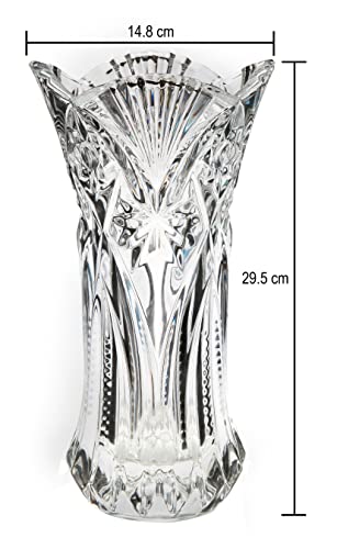 Crystal Clear Crystal Vase,, 12 High, For Flowers And Decor, Cabbage Design, Lovely Nice #TOP6