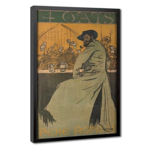 Toile 4 Gats Ramon Casas tableau decoration murale salon cadre 40,6x61cm