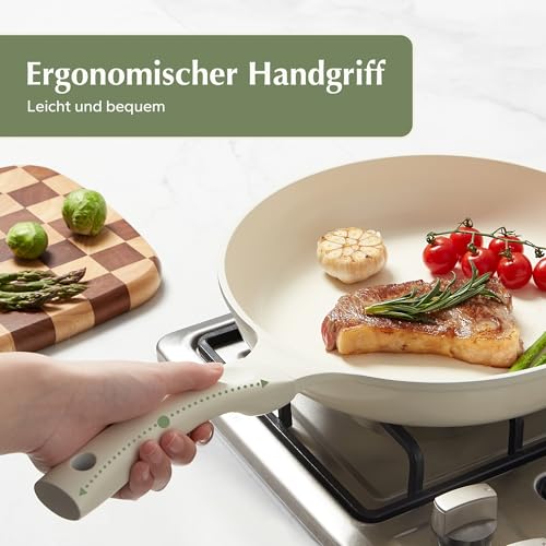 Redchef Redchef Keramik Topfset Induktion, Topfsets Pfannenset Kochgeschirr-Set 11-teiliges, Induktions Töpfe Set mit Glasdeckel, PTFE-frei PFAS-frei für alle Herdarten geeignet, Spülmaschinenfest (Beige) - Detailansicht 2 | Kochtöpfe