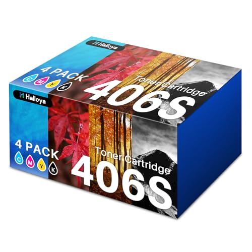 Halloya 406S CLT-P406C P406C Toner Kompatibel für Samsung 406S Toner CLT-406S für Samsung CLX 3305 C460W C410W CLP-365 C460FW CLX-3300 CLP-360 (1 Schwarz, 1 Cyan, 1 Magenta, 1 Gelb, 4er-Pack)