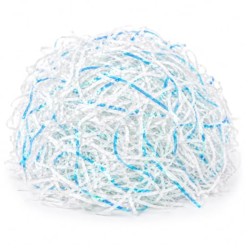 Image of Wanna Party Iridescent Blue Paper Shreds for Gift Packing, Decorative Crinkle Cut Filler for Hamper Baskets, Gift Boxes, Return Gifts, Party Favours, Baby Shower & Craft Decoration