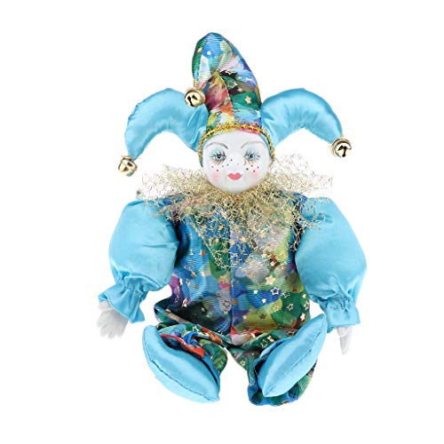 Sm Sunnimix 33Cm Porcelain Hanging Foot Clown Doll Harlequin Doll, Desk Shelf Display Ornaments, A #TOP1