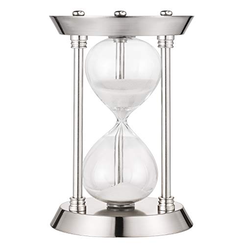 KSMA 30 Minutes Hourglass Sand Timer,Brass-Tone Metal Hour Glass with White S