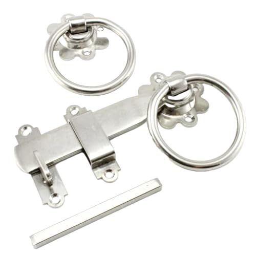 Image of Stainless Steel Ring Gate Latch Set, 150mm, Grade 316, Double-Sided Handle, Door Garden Catch Quality Metal