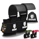 Roar® Ganchos de Metal para Levantamiento de Peso con Barra, Agarres para Gym, Agarraderas Gimnasio, Agarre Gimnasio, Weightlifting Hooks, Straps. (Negros)