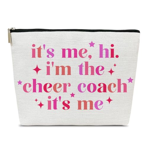 Cheer Coach Makeup Bag, Cosmetic Bag Travel Accessories, Cheerleading Appreciation Retirement Birthday Gifts For Women Teammates Team Coach Teacher Survival Kit