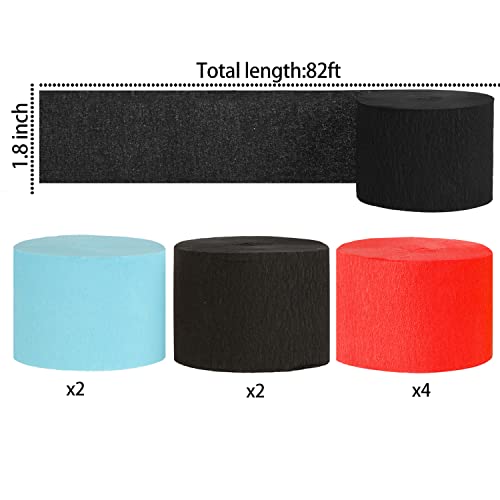 8 Rolls Crepe Paper Streamers Including Blue, Red,Black Party Streamers For Baby Shower Birthday Nursery Party Decorations Diy Art Project Supplies #TOP1