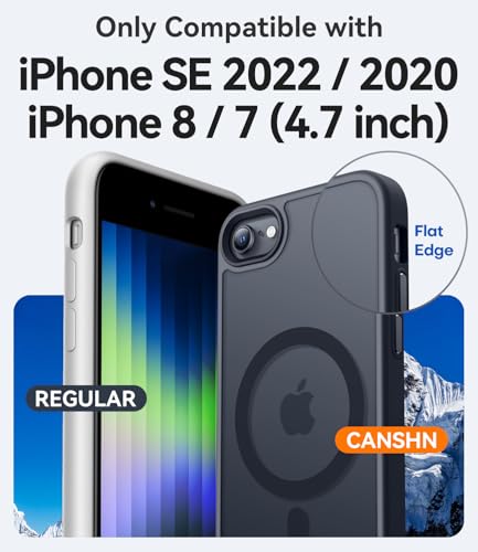 Image of CANSHN Magnetic Case for iPhone SE 2022 /iPhone SE 2020 /iPhone 8, Built in Magnets Compatible with MagSafe, Translucent Matte Back Phone Cover for iPhone 8 /SE 2 /SE 3(4.7 inch) Frosted Black