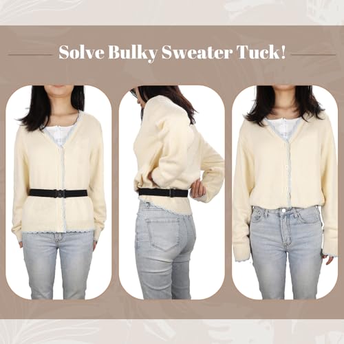 JASGOOD 3 Pack No Show Women's Belt, Black Elastic Stretch Web Belt for Jeans Nickle Free2