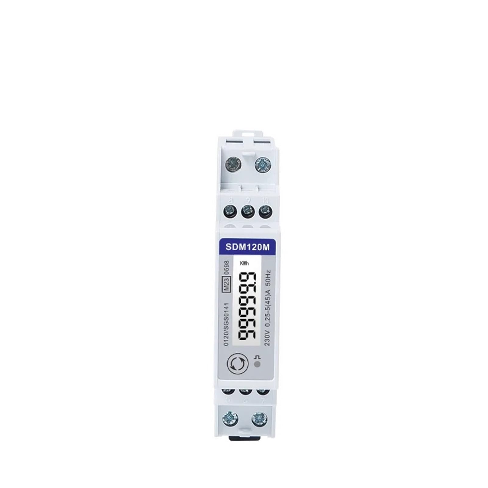SDM120M MID,1 Phase 2 Wire,Measurement DIN Rail Energy Meter, 0.25~5(45) A, 230V, RS485 Modbus, Kwh,Dmd