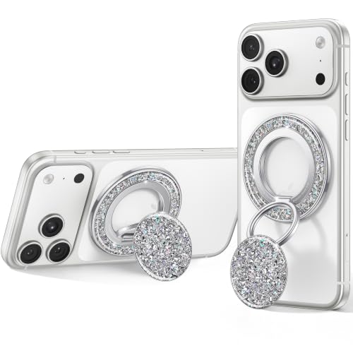 Image of SYNCWIRE for MagSafe Phone Grip, Sparkly Magnetic Phone Ring Holder | 360 Rotation, Glitter Phone Grip Finger Holder Stand Kickstand Bling Bling, for iPhone 17 16 15 14 13 12 Pro Max MagSafe