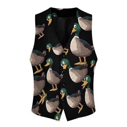 Mallard Duck Men's Suit Vests Dress Vest V-Neck Waistcoat Slim Business Formal with Pocket4