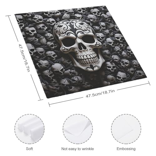 Servilletas de tela con calaveras blanco y negro 4 piezas miniatura 2