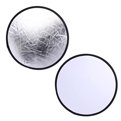 KONTONTY 2pcs Round Light Pad Camera Accessories Camera Lighting Reflector Photo Light Reflector Camera Stand Light Reflector Stand Camera Mount Silver Nylon Cloth with Reflective Coating