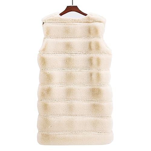 Women's Sleeveless Faux Fox Fur Vest Long Coat Ladies Mid-length Warmer Outwear Jacket Fashion Solid Color Tops4