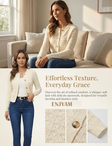 Image of Women's Long Sleeve Cropped Knitted Sweater Cardigan Button Down Open Front Knitted Shrug Sweaters