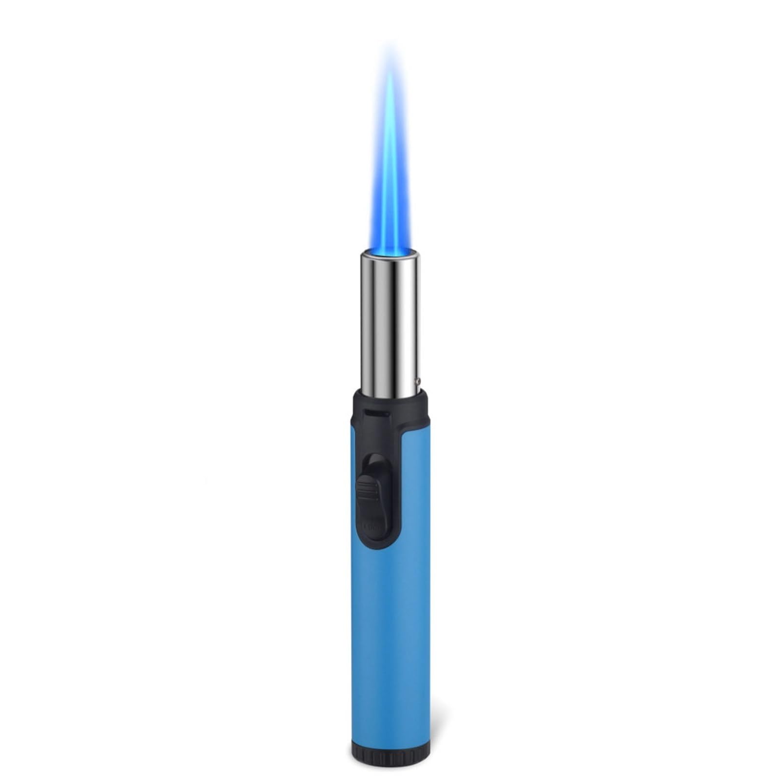 Encendedor de llama de chorro resistente al viento, gas butano ajustable, encendedor de metal recargable, ideal para puros, barbacoas, camping y actividades al aire libre