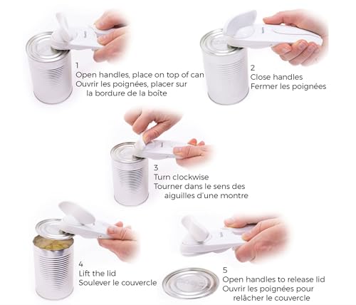 Starfrit Little Beaver Can Opener - Safe - Holds and Leaves No Sharp Edges on Lid - Comfort Grip - 3 year warranty - White - Image 3