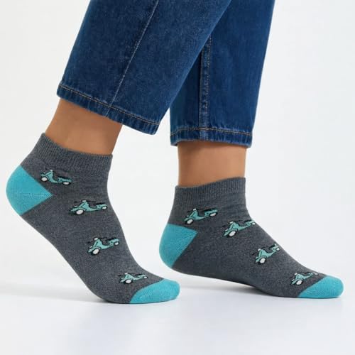 Image of Mint & Oak Men Ankle Socks, Printed Funky Socks, Cotton Unisex Ankle Length Sock, Odour Free Socks - Pack of 1