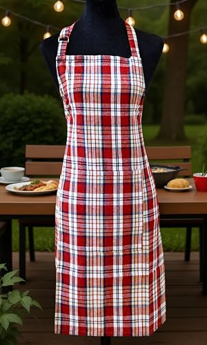 Image of Kitchen Apron for Women & Men | 100% Cotton | Cooking Apron with Big utility Pocket | Adjustable neck strap | Free Size | Kitchen Utensils Accessory