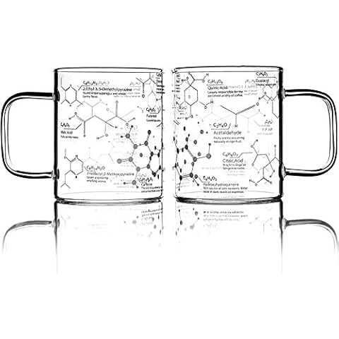 Greenline Goods Glass Coffee Mug - 16 oz Tumbler Science of Coffee Glass - Etched with Coffee Chemistry Molecules Cover